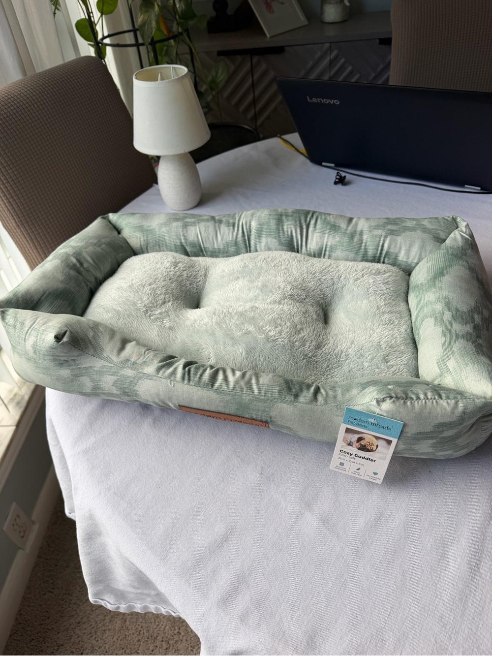 Boppy Sage Green Plush Pet Bed with Bolstered Sides